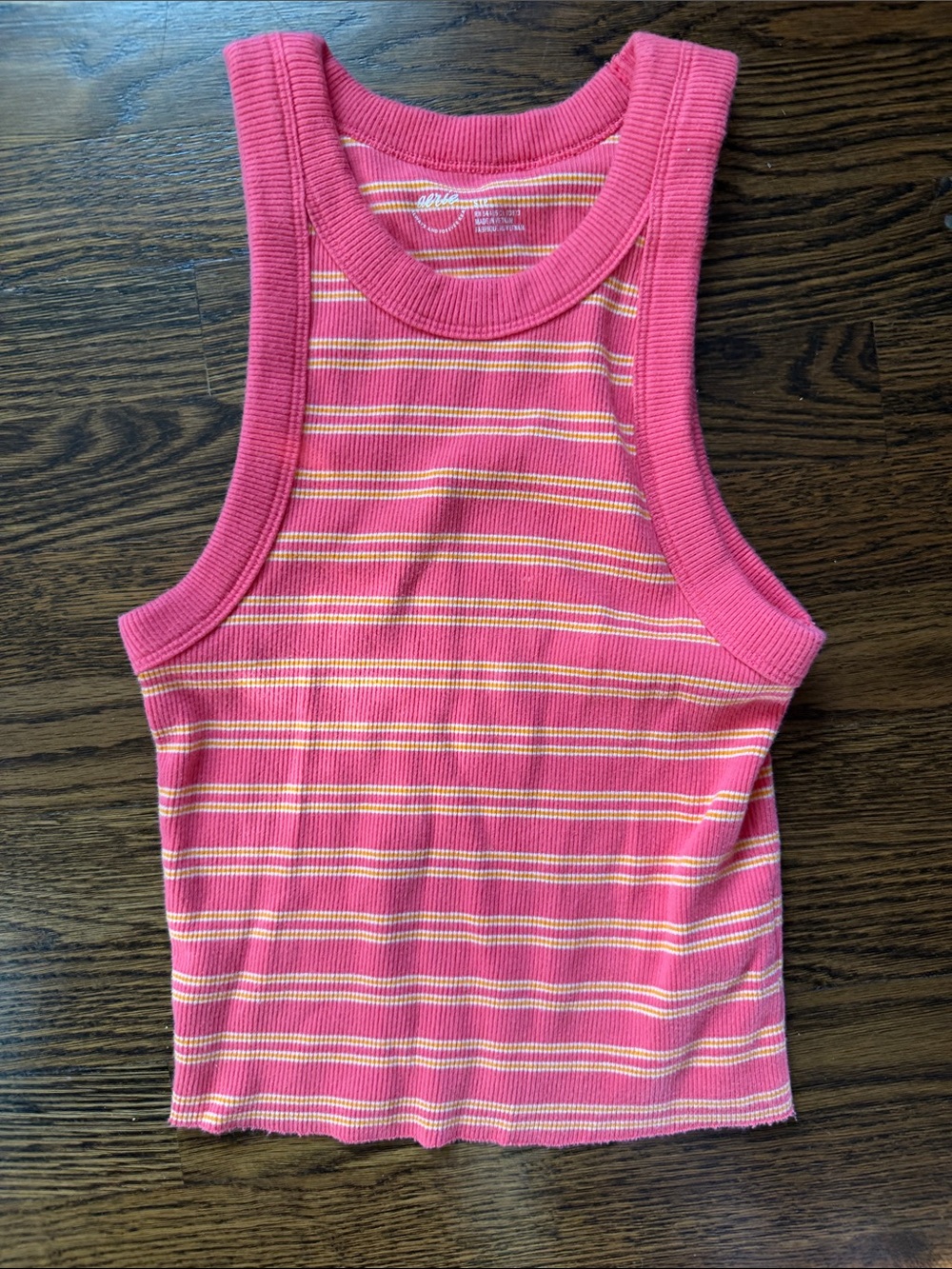 Aerie Pink Striped Ribbed Tee size small